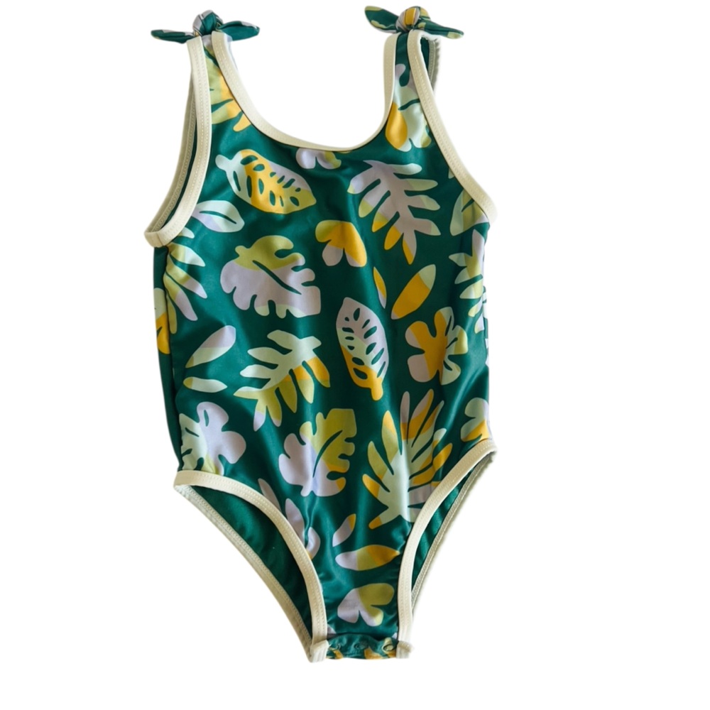 Little Co Tropical Green Kids One Piece Swimsuit